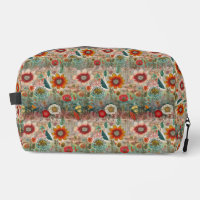 Retro Hippie: Red Flower Garden Toiletry Bag