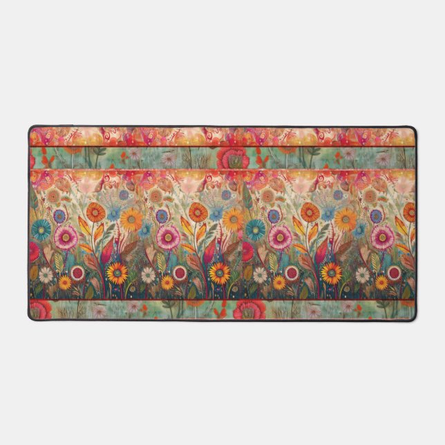 Retro Hippie: Red Garden Desk Mat (Front)