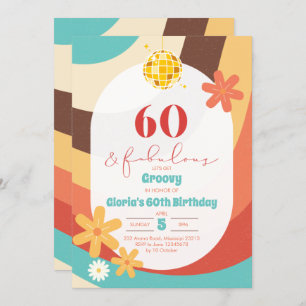 Retro Hippie Sixty and Fabulous Invitation