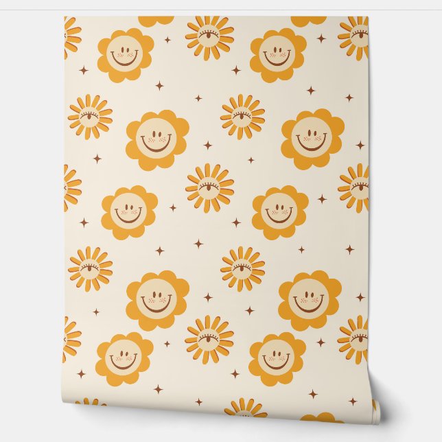 Retro Hippie Smile Faces Wallpaper (Unrolling)