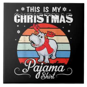 Retro Hippo This Is My Christmas Pajama Shirt Ceramic Tile