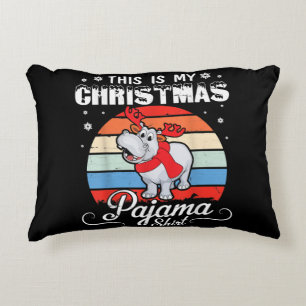 Retro Hippo This Is My Christmas Pajama Shirt Decorative Cushion
