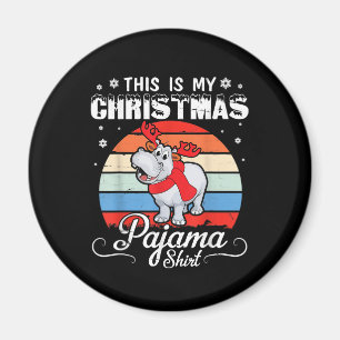 Retro Hippo This Is My Christmas Pajama Shirt Magnet