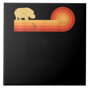 Retro Hippopotamus 60s 70s Hippo Ceramic Tile