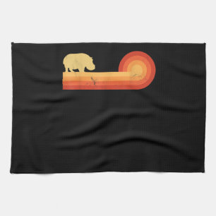 Retro Hippopotamus 60s 70s Hippo Tea Towel