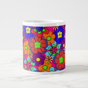 Retro Hippy Groovy Girly Floral Large Coffee Mug