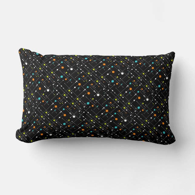 Retro Hipster Black Space Age Atomic Lumbar Lumbar Cushion (Front)