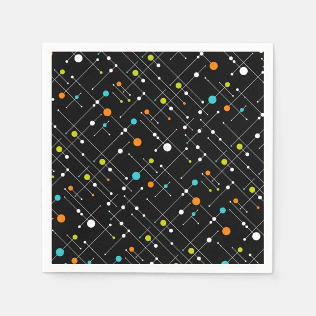 Retro Hipster Black Space Age Atomic Napkin (Front)
