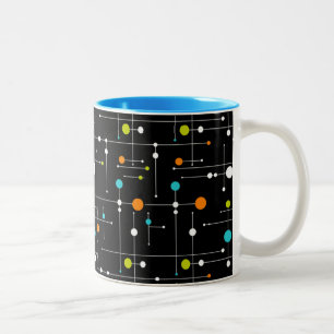 Retro Hipster Black Space Age Atomic Two-Tone Coffee Mug
