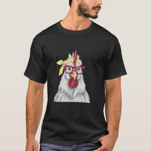 Retro Hipster Chicken Fun Farm Design T-Shirt