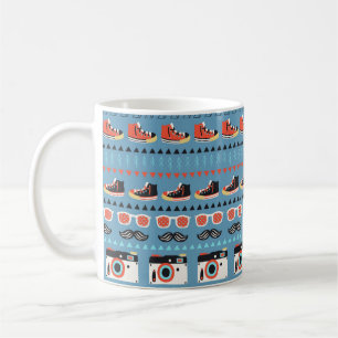 Retro hipster seamless pattern coffee mug