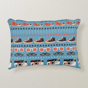 Retro hipster seamless pattern decorative cushion