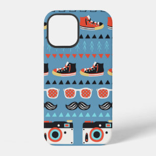 Retro hipster seamless pattern iPhone 12 case