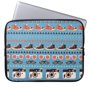 Retro hipster seamless pattern laptop sleeve