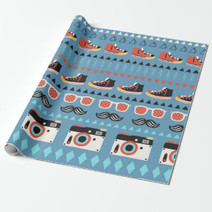 Retro hipster seamless pattern wrapping paper