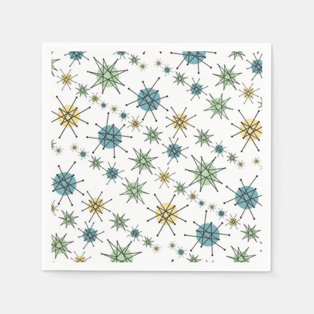Retro Hipster Space Age Atomic Starburst Napkin (Front)