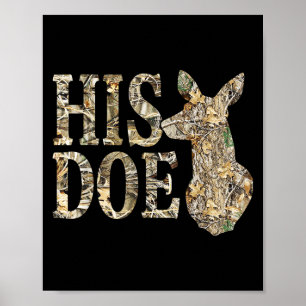 Retro His Doe Camo Deer Hunting Camouflage Matchin Poster