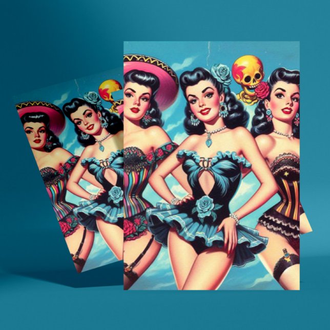 Retro Hispanic Pin-ups Postcard (Creator Uploaded)