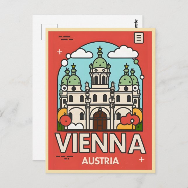 Retro Historical Vienna city Austria skyline gifts Postcard (Front/Back)