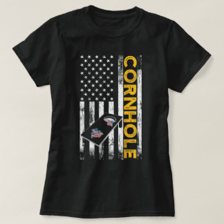 Retro Hitting Holes Crushing Cornhole T-Shirt