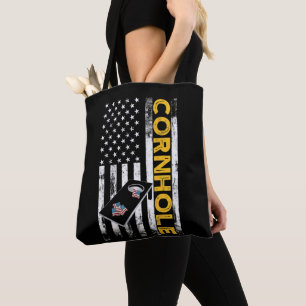 Retro Hitting Holes Crushing Cornhole  Tote Bag