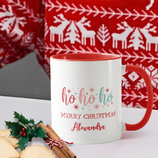 Retro Ho Ho Ho Merry Christmas Custom Name Mug