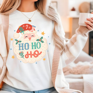 Retro Ho Ho Ho Santa Festive Christmas Tri-Blend Shirt