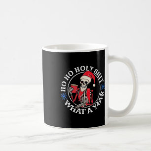 Retro Ho Ho Holy What A Year Fun Skeleton Christma Coffee Mug