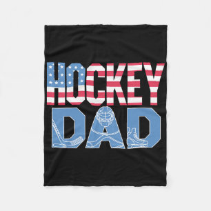 Retro Hockey Dad 4th Of July Fathers Day Ice Hocke Fleece Blanket