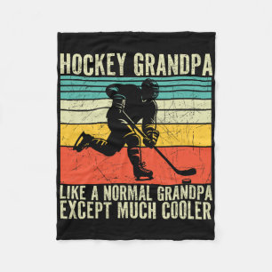 Retro Hockey Grandpa Funny Hockey Player Ice Hocke Fleece Blanket