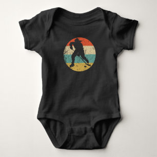 Retro Hockey Player Female Athlete Girls Sports Baby Bodysuit