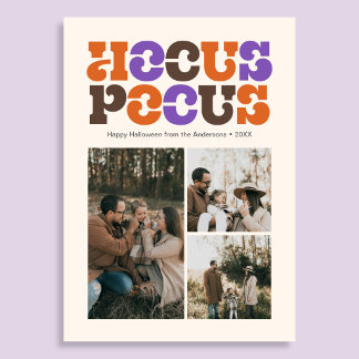 Retro Hocus Pocus Halloween Photo Collage Holiday Card