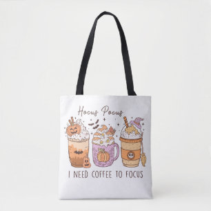 Retro Hocus Pocus I Need Coffee to Focus  Tote Bag