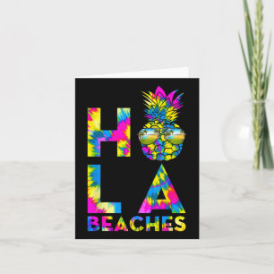Retro Hola Beaches Pineapple Tiedye Beach Summer V Card