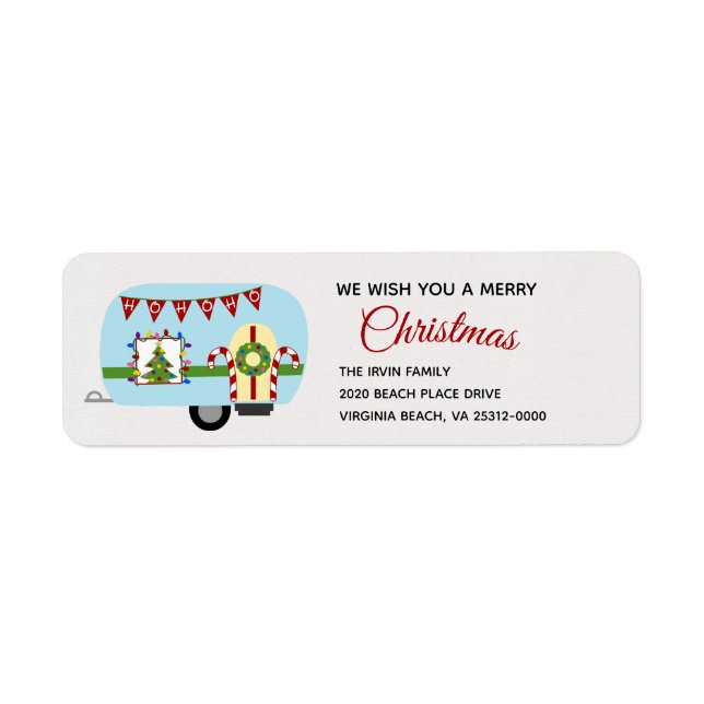 Retro Holiday Camper Personalised Return Address Return Address Label (Front)