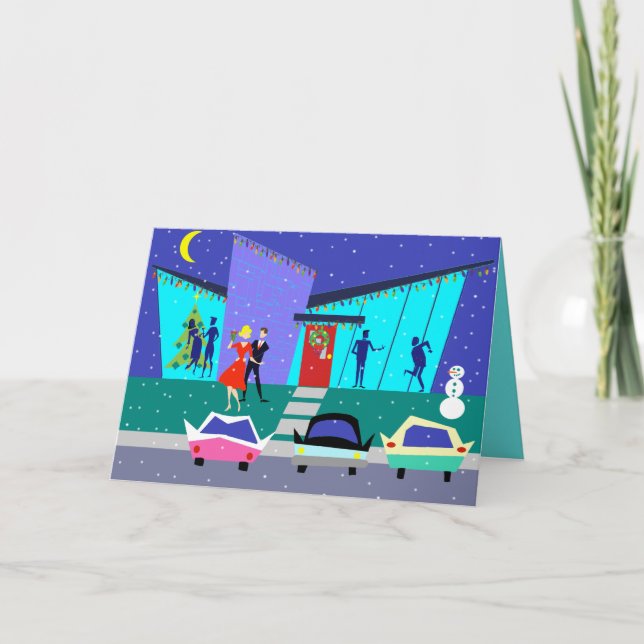 Retro Holiday Cartoon Christmas Card (Front)