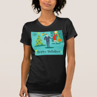 Retro Holiday Cartoon Couple T-Shirt