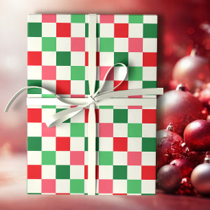 Retro Holiday Check Wrapping Paper