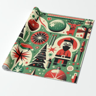 Retro Holiday Cheer Christmas Wrapping Paper