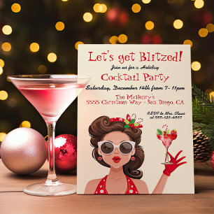 Retro Holiday Christmas Cocktail party Invitations