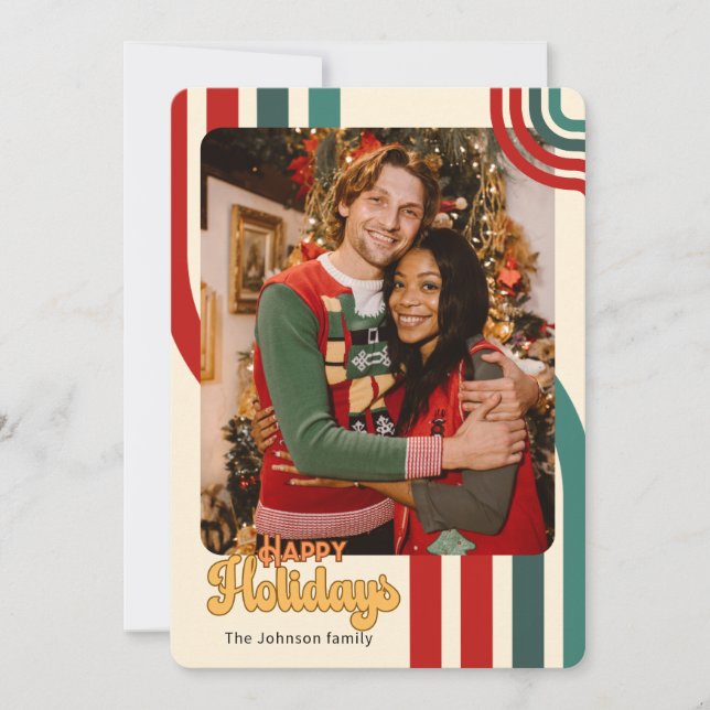 Retro Holiday Christmas friends family card (Front)