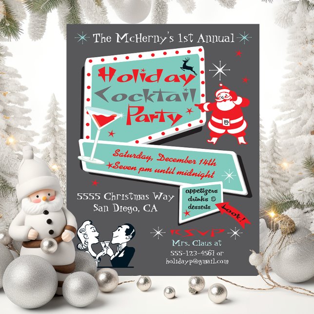 Retro Holiday Christmas party Invitations (Creator Uploaded)