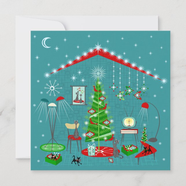 Retro Holiday Decorating Card (Front)