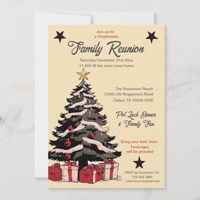 Retro Holiday Family Reunion Invitation (Front)