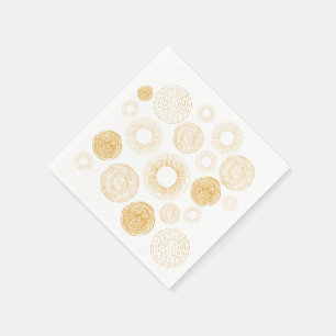 Retro Holiday Gold Burst Christmas Dinner Serving Napkin