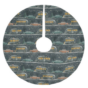 Retro Holiday Highway Adventure Brushed Polyester Tree Skirt