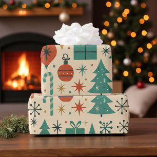 Retro Holiday Mid Century Modern Wrapping Paper