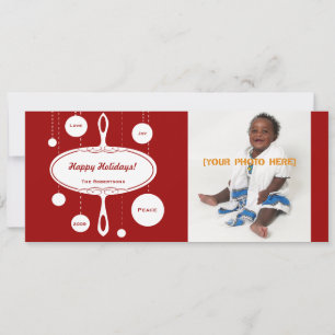 Retro Holiday Ornament Photo & Party Card