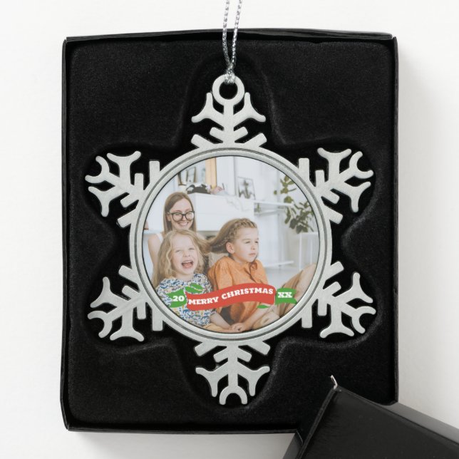 Retro Holiday Personalised Photo Ornament (Box)