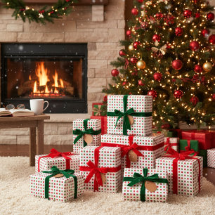 Retro Holiday Polka Dot Wrapping Paper